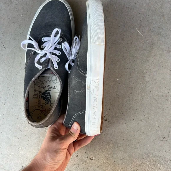 Vans Daniel Johnston “Hi, How are you?” Special Edition Men's Gray Sneakers - Picture 2 of 4